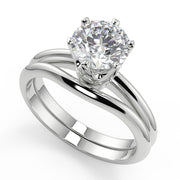 Melody 6 Prong Crown Round Cut Diamond Engagement Ring - Nivetta